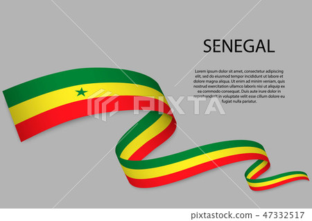 Waving ribbon or banner with flag 47332517