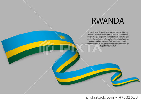 Waving ribbon or banner with flag 47332518