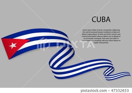 Waving ribbon or banner with flag 47332653