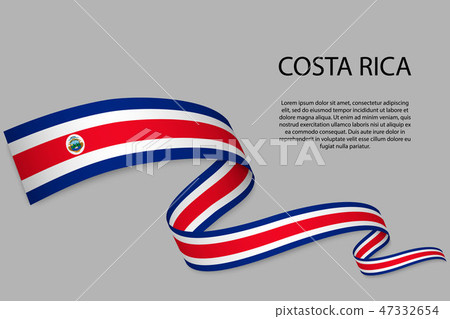 Waving ribbon or banner with flag 47332654