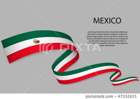 Waving ribbon or banner with flag 47332655