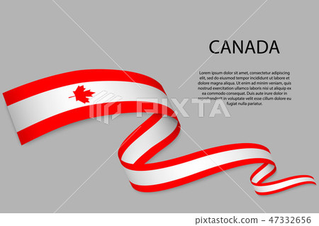 Waving ribbon or banner with flag 47332656