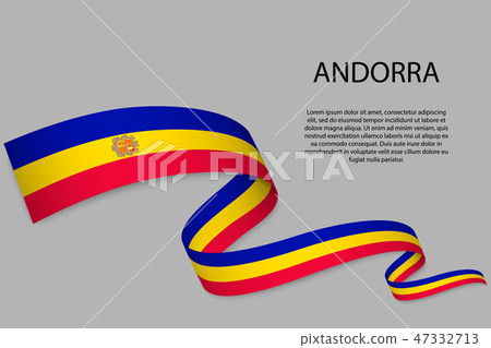 Waving ribbon or banner with flag 47332713