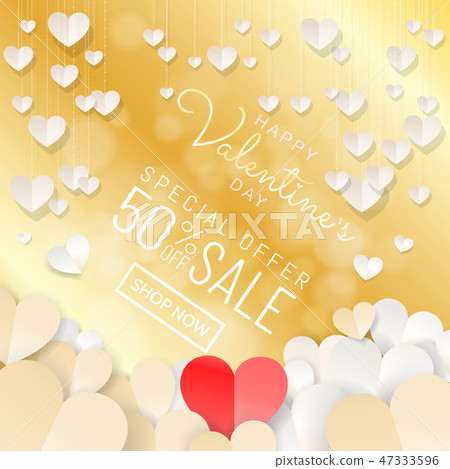 Happy Valentine's Day sale background paper cut  47333596