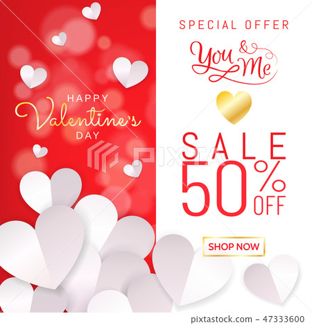 Happy Valentine's Day sale banner paper cut style 47333600