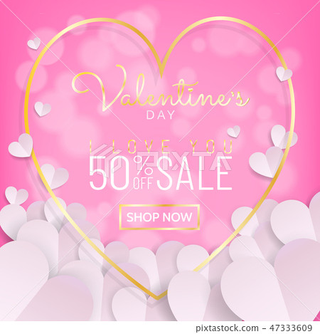 Valentines day sale background banner paper cut 47333609