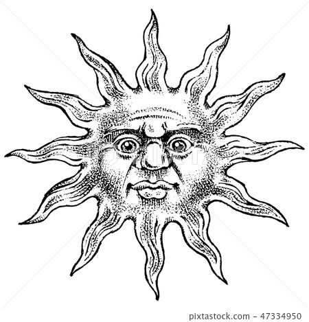 Zodiac Sun icon. Astrology horoscope with signs. Character with a face for Calendar template Zodiac Sun icon. Astrology horoscope with signs. Character with a face for Calendar template 47334950