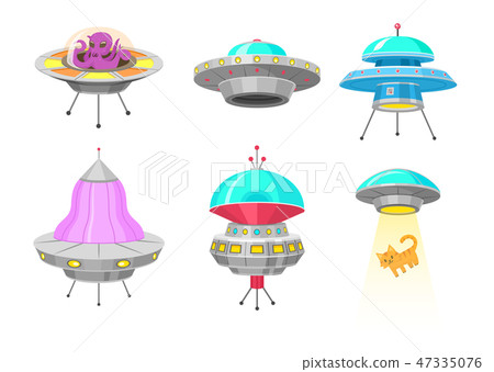 Alien spaceships, set of UFO unidentified flying object, Fantastic rockets, Cosmic spacecrafts in Alien spaceships, set of UFO unidentified flying object, Fantastic rockets, Cosmic spacecrafts in 47335076