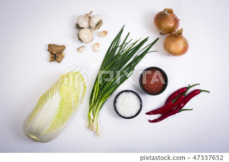 Kimjang stuff, vegetables and seasoning materials for kimchi Kimjang stuff, vegetables and seasoning materials for kimchi 47337652