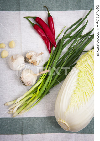 Kimjang stuff, vegetables and seasoning materials for kimchi Kimjang stuff, vegetables and seasoning materials for kimchi 47337665