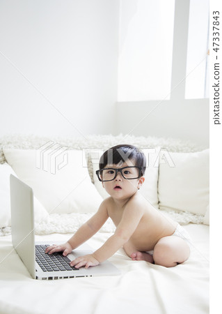 Little two cute babies photo. Baby wearing diaper in white bedroom. 286 Little two cute babies photo. Baby wearing diaper in white bedroom. 286 47337843