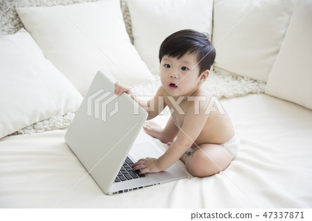 Little two cute babies photo. Baby wearing diaper in white bedroom. 257 Little two cute babies photo. Baby wearing diaper in white bedroom. 257 47337871