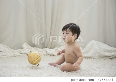 Little two cute babies photo. Baby wearing diaper in white bedroom. 252 Little two cute babies photo. Baby wearing diaper in white bedroom. 252 47337881