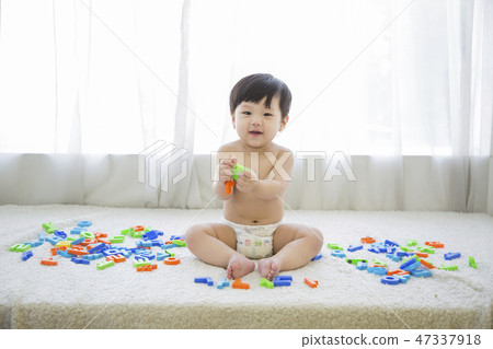 Little two cute babies photo. Baby wearing diaper in white bedroom. 244 Little two cute babies photo. Baby wearing diaper in white bedroom. 244 47337918