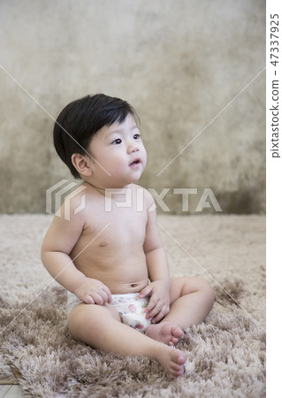 Little two cute babies photo. Baby wearing diaper in white bedroom. 242 Little two cute babies photo. Baby wearing diaper in white bedroom. 242 47337925