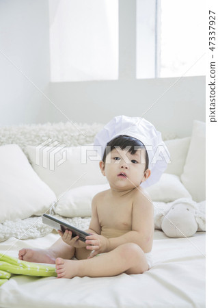 Little two cute babies photo. Baby wearing diaper in white bedroom. 204 Little two cute babies photo. Baby wearing diaper in white bedroom. 204 47337927