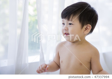 Little two cute babies photo. Baby wearing diaper in white bedroom. 120 Little two cute babies photo. Baby wearing diaper in white bedroom. 120 47337994