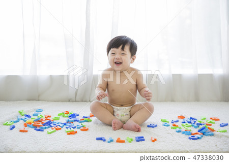 Little two cute babies photo. Baby wearing diaper in white bedroom. 241 Little two cute babies photo. Baby wearing diaper in white bedroom. 241 47338030