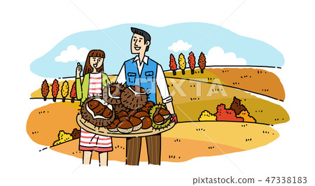 Hand drawing cartoon of farmer and fisherman with their agricultural and marine products vector illustration. 004 Hand drawing cartoon of farmer and fisherman with their agricultural and marine products vector illustration. 004 47338183