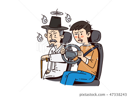 Car and Driver safety concept illustration. Driving safety campaign or education cartoon style design. 005 47338243