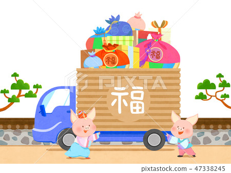 2019 Korean Happy New Year of the pig. Element of design greeting card, poster, postcard and invitation with pig 2019. vector illustration. 012 2019 Korean Happy New Year of the pig. Element of design greeting card, poster, postcard and invitation with pig 2019. vector illustration. 012 47338245