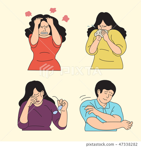Set of various emotions suffer or stressful isolated vector illustration. 006 Set of various emotions suffer or stressful isolated vector illustration. 006 47338282
