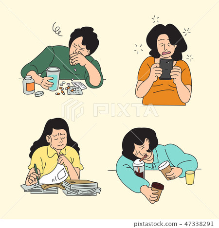Set of various emotions suffer or stressful isolated vector illustration. 002 Set of various emotions suffer or stressful isolated vector illustration. 002 47338291