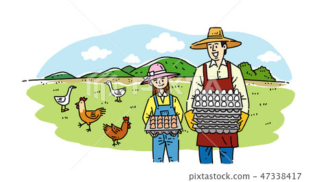 Hand drawing cartoon of farmer and fisherman with their agricultural and marine products vector illustration. 003 Hand drawing cartoon of farmer and fisherman with their agricultural and marine products vector illustration. 003 47338417