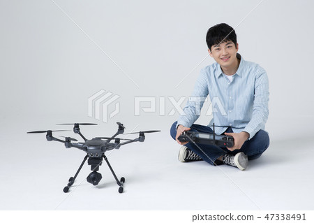 Portrait of a cheerful young man isolated photo 078 47338491