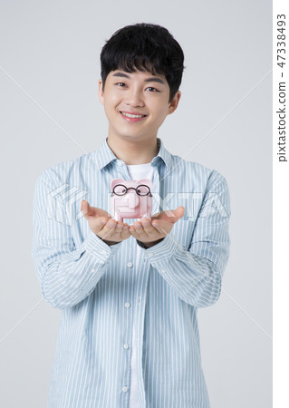 Portrait of a cheerful young man isolated photo 080 47338493