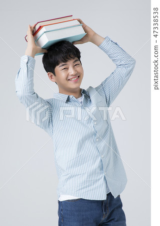 Portrait of a cheerful young man isolated photo 060 47338538