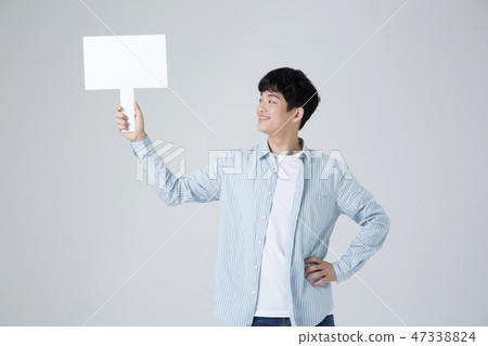 Portrait of a cheerful young man isolated photo 018 47338824