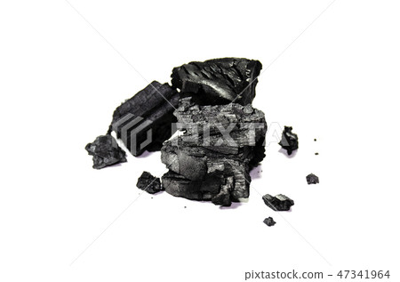 Hardwood charcoal isolated on white background Hardwood charcoal isolated on white background 47341964