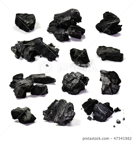 Hardwood charcoal isolated on white background Hardwood charcoal isolated on white background 47341982