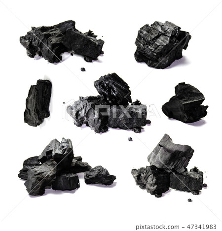 Hardwood charcoal isolated on white background 47341983