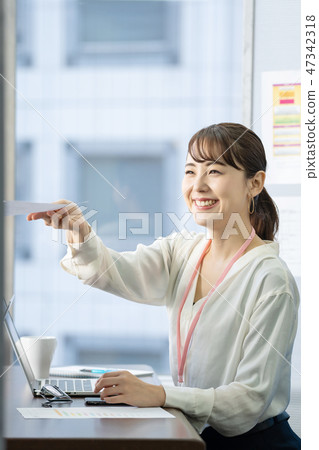 Business woman desk work office business image 47342318