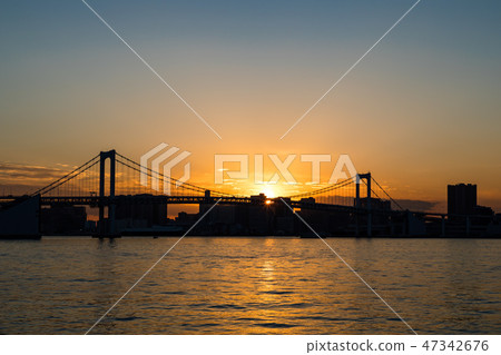 （東京 - 都市風景）彩虹橋8在黃昏 47342676