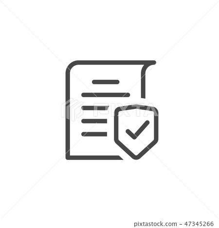 Document protection concept line art outline, confidential information and privacy idea, security 47345266