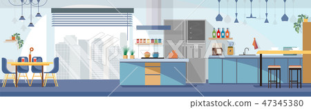 Modern Kitchen Interior Design Cartoon Vector Modern Kitchen Interior Design Cartoon Vector 47345380