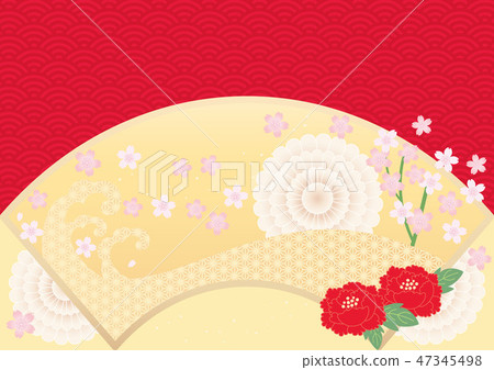 Japanese style background - Fan Sakura (Qinghai wave and hemp wave) Japanese style background - Fan Sakura (Qinghai wave and hemp wave) 47345498