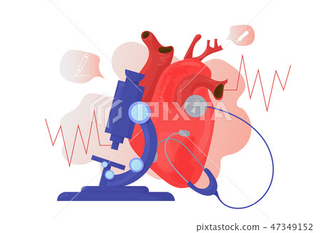 Medical health care vector illustration: cardiology icon with a microscope and a stethoscope. Medical health care vector illustration: cardiology icon with a microscope and a stethoscope. 47349152