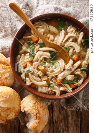 Polish homemade meal stew flaczki with vegetables 47350689