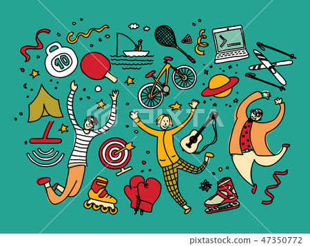 Group men and hobbies sports hiking fishing Group men and hobbies sports hiking fishing 47350772