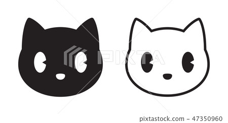 Cute Cat Icon Black Kitten Face Stock Illustration 2251314189