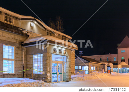 Hokkaido _ Biei station building Night view Hokkaido _ Biei station building Night view 47351422