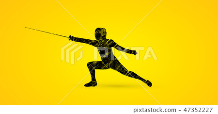 Fencing fighter action graphic vector 47352227
