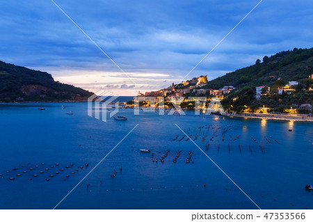 View of Portovenere or Porto Venere town at night 47353566