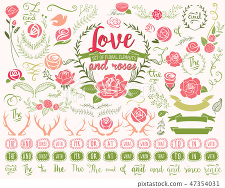 Love and Roses design elements 47354031
