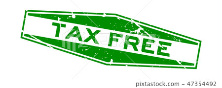 Grunge green tax free word hexagon rubber stamp 47354492