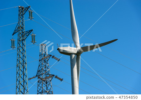 Wind Turbine and High voltage towers 47354850